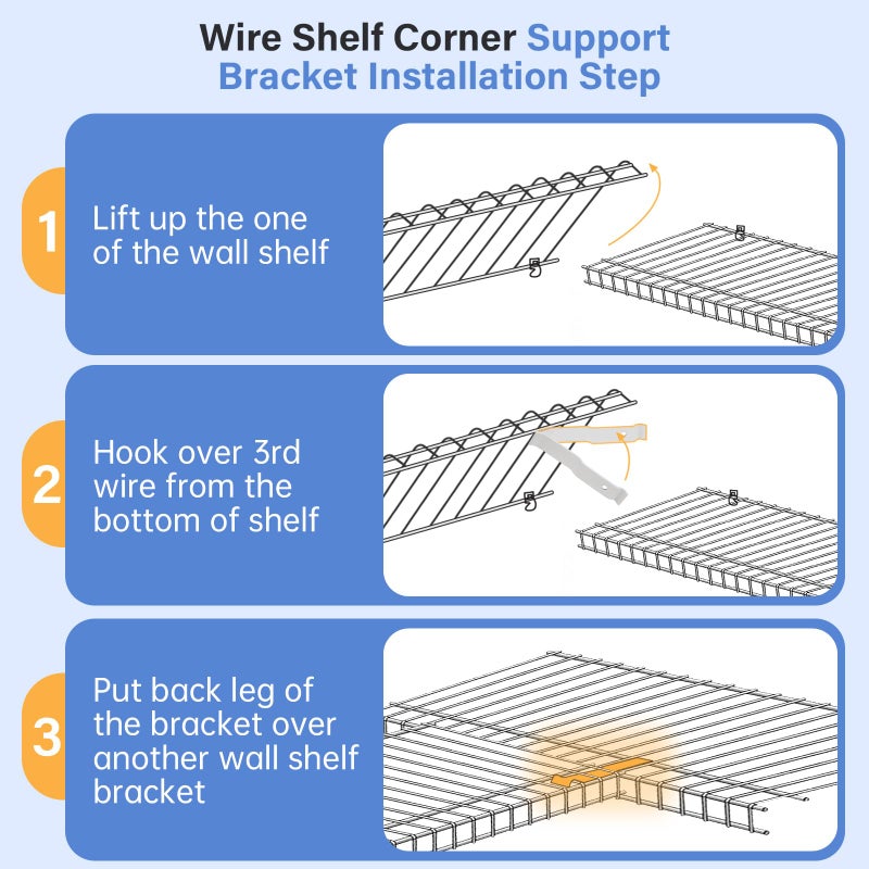 Trdzi White Wire Shelf Corner Support Bracket Replacement for ClosetMaid Shelf - Adjustable Ventilated Wire Closet Shelving Accessories Support Brackets for Wire Shelving Corner Support, 2 Pack - Image 5